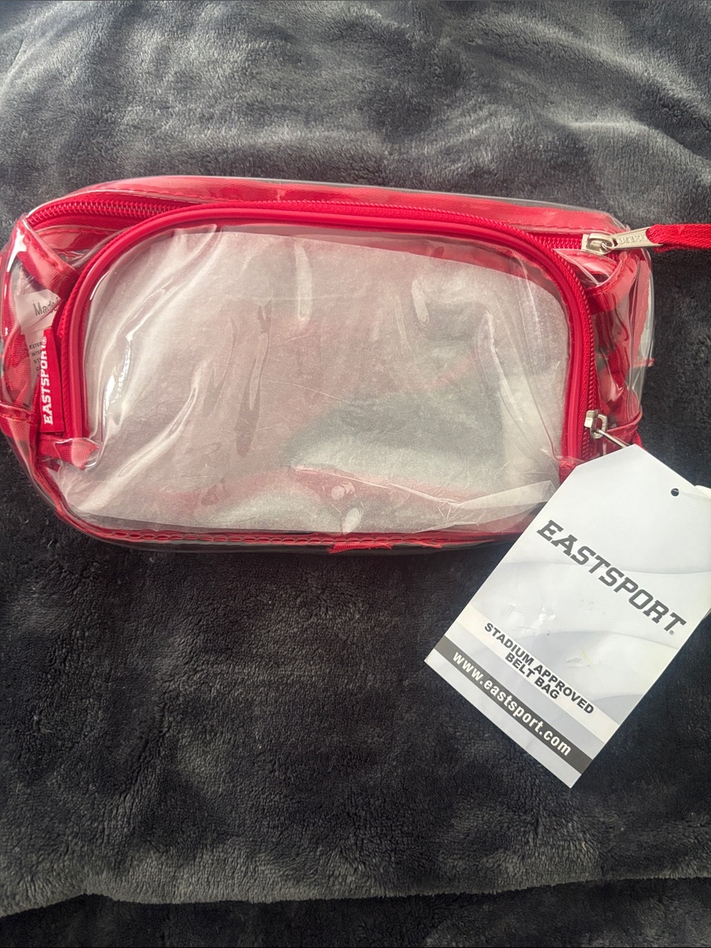 Eastsport Clear Red Stadium-Approved Belt Bag